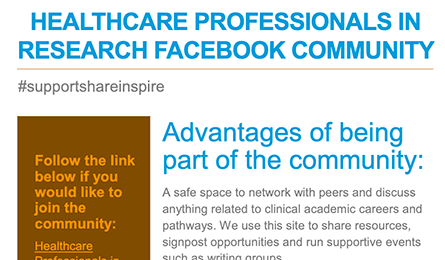 Healthcare Professionals in Research Facebook Community