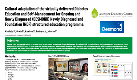 Cultural adaptation of the virtually delivered Diabetes Education and Self-Management for Ongoing and Newly Diagnosed (DESMOND) Newly Diagnosed and Foundation (NDF) structured education programme